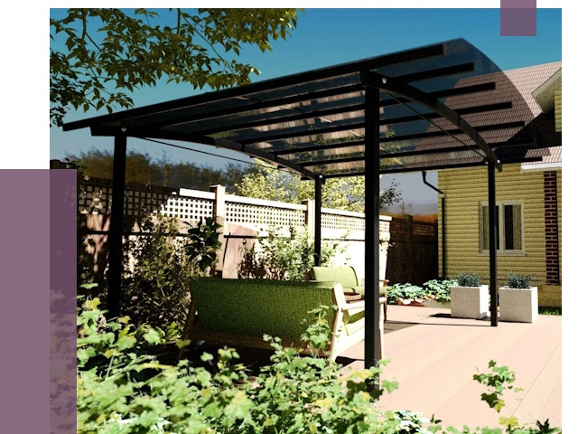 Навесы для террасы в Новом Уренгое от 13257 руб. под ключ | ПРОЛЁТ-Нвг