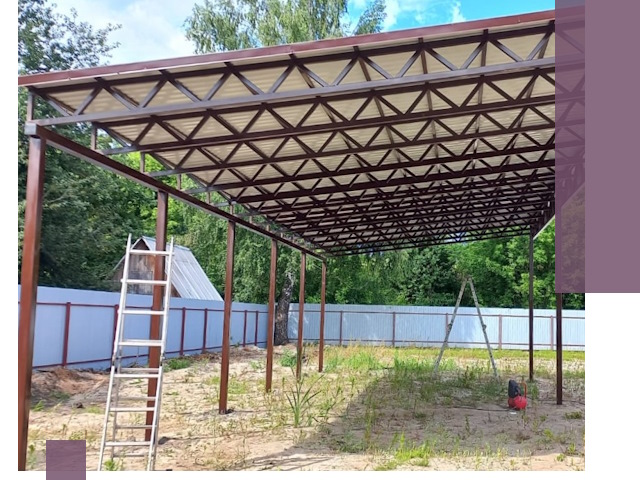 Односкатные навесы под ключ в Новом Уренгое — изготовление и монтаж