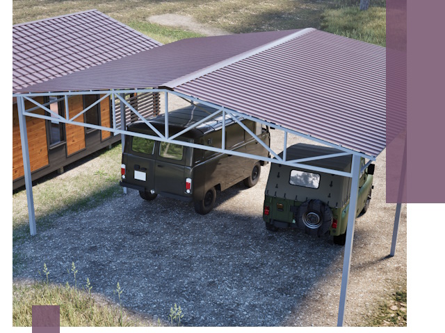 Двускатные навесы под ключ в Новом Уренгое — изготовление и монтаж